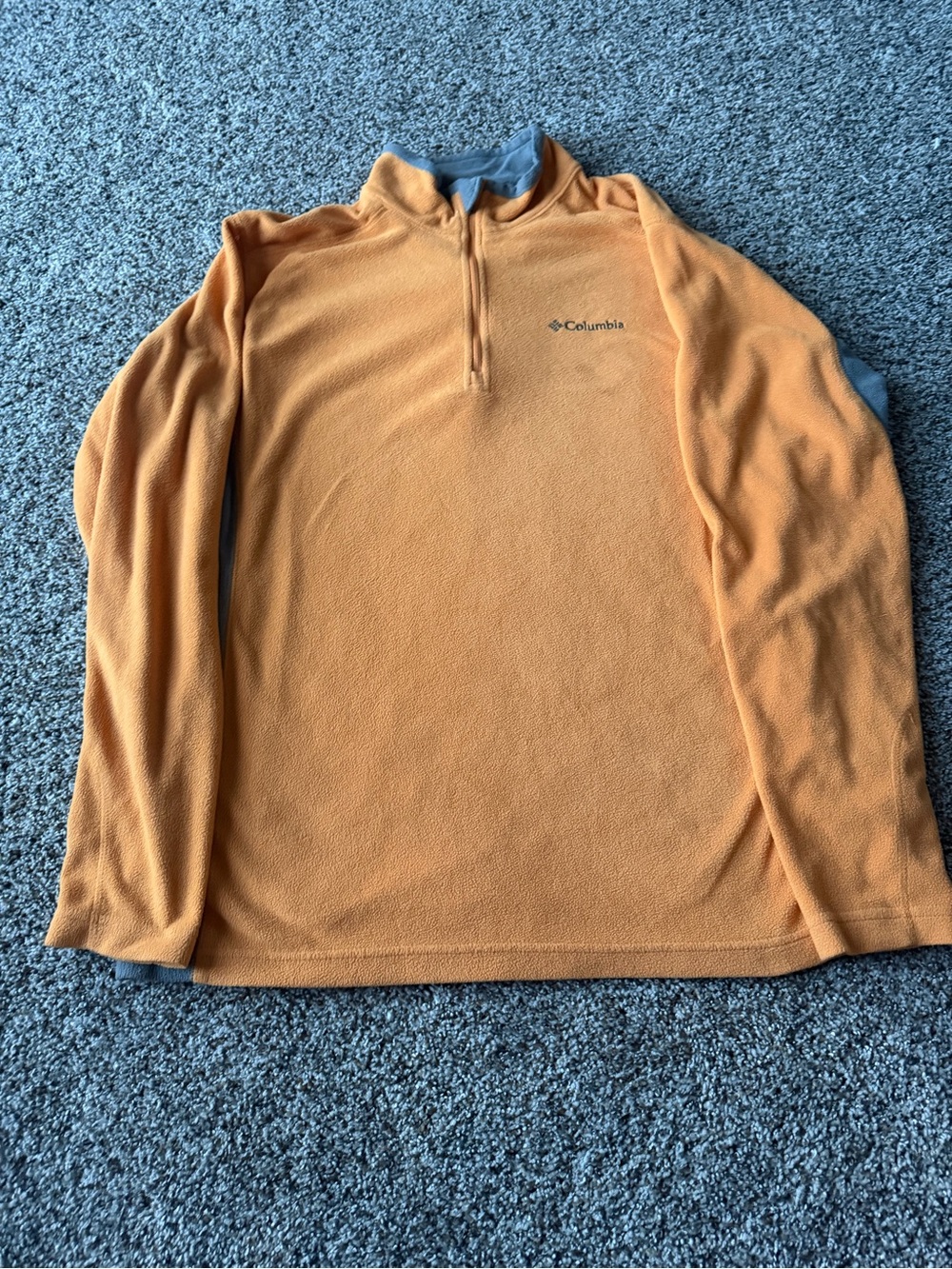 Columbia Men's Medium Burnt Orange Gray Quarter Zip Fleece Pullover Gorpcore